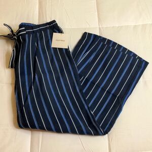 Ellen Tracy Navy Blue Striped Wide Leg Pants